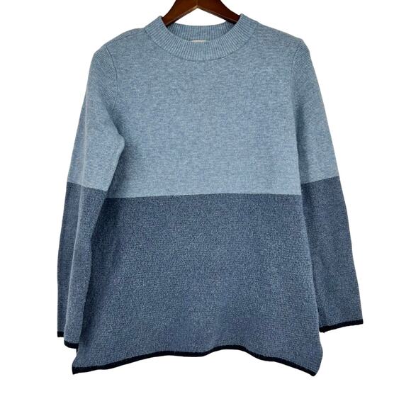 Talbots Blue Colorblock Pullover Knit long sleeve soft cozy Sweater size medium - Picture 1 of 7